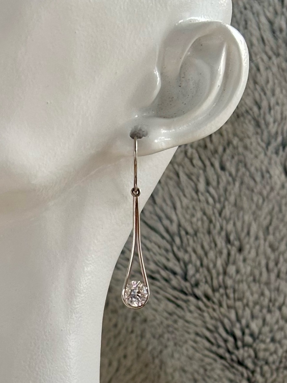 Diamonique 14k White Gold Drop Earrings